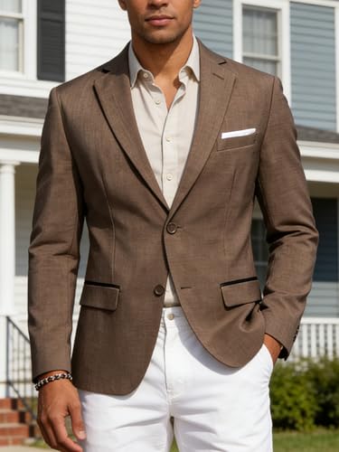 Image of Barry.Wang Mens Casual Blazer Suit Jacket Two Buttons Sport Coat Lightweight Homecoming Business Daily Wedding Dress