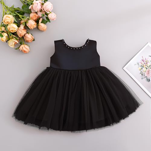 Baby Girls Formal Dress with Large Bowknot Tulle Backless Satin Party Birthday Baby Flower Girl Dresses2
