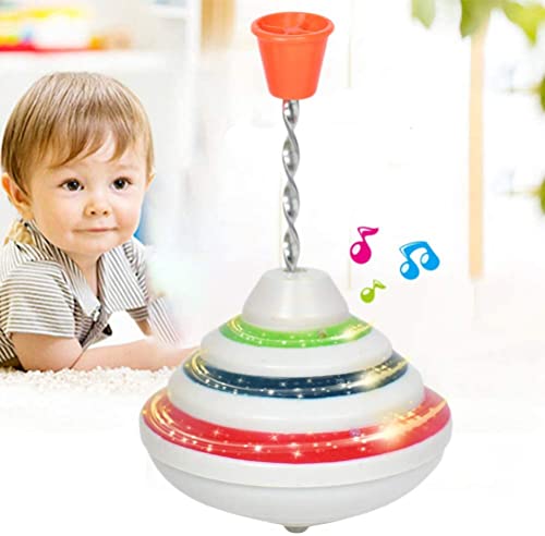 SANTITY Light Up Spinning Top, Gyroscope Spinning Top Game LED Spinning Activity Toys, Push Down Spin Gyro with Music, Novelty Peg-top Hand Spinning Gyro Toy Gift for Kids Party Favors
