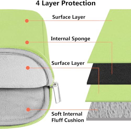Image of Laptop Sleeve Case 15.6 inch, Shockproof Protective Notebook Cover with Accessory Pocket, Carrying Laptop Bag for HP, ASUS, Dell, Lenovo, Acer, Light Green