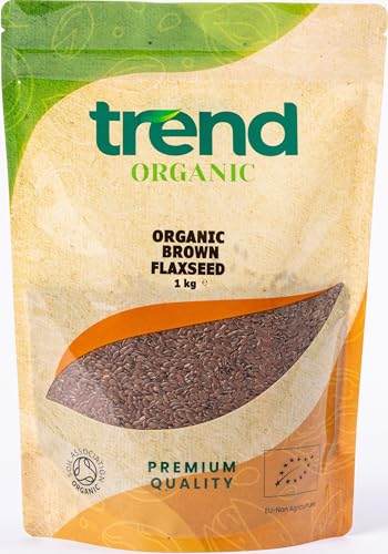 Trend Organic Brown Flaxseed, Rich Nutty Flavour, High in Protein & Fibre, and Omega-3s, Certified Organic, Vegan, GMO-Free, No Additives, No Preservatives, Raw Whole Seeds, 1kg.