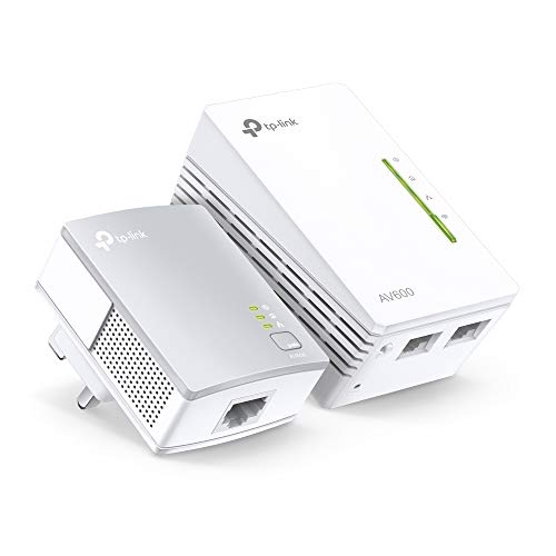 [Vecchio Modello] TP-LINK tl-pa4020p Kit v1.20 AV600 a due porte adattatore Powerline con AC di passaggio Starter Kit/Range Extender Estensione/Wi-Fi/