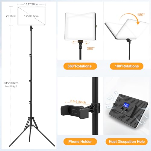 Foco LED de video bicolor de 20 W con temperatura regulable de 2500 a 8500 K 6