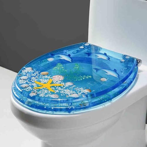 Unikicool Toilettensitz aus Kunstharz,Toilettensitz aus transparentem Harz,WC-Sitz aus Kunstharz,Transparenter WC-Sitz,leicht abnehmbar,Schnellverschluss,Leicht zu reinigen,für U/V/O-Typ.