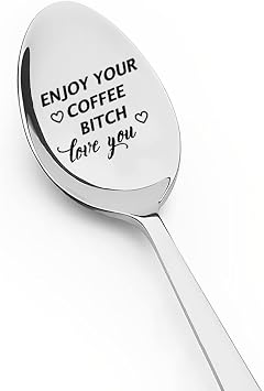 Best Friend Bestie Spoon Gifts for Women Men Funny Coffeespoons for Best Friends BFF Birthday Gifts for Besties Sister Brother Enjoy Your Coffee Spoon for Husband Boyfriend Anniversary Present