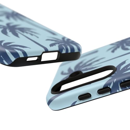 Coque Samsung S24 motif palmier bleu rigide mate