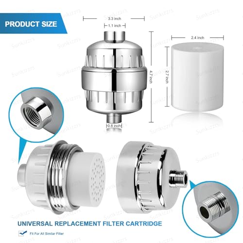 Image of Sunkizzrs Shower Head Filter Cartridge（Only 1 Cartridge） | Water Softener for Bathroom with Vitamin C for Hard Water