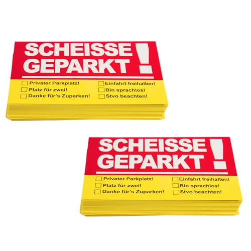 100 Stück Falschparker Zettel Geeignet für Scheiße Geparkt Scheisse Geparkt & Du Parkst Scheiße Karte 2x50 Blatt DIN A7 Abreißblöcke mit Ankreuzkästchen für Parkverstöße Rot Humorvoll & Direkt