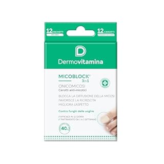 Onicomicosi Cerotti Antimicotici - Contro la Diffusione della Micosi - Urea 40% - Per Unghie di Mani e Piedi - Confezione da 12 Cerotti e 12 Dischetti - Efficacia 12 Giorni - Dermovitamina Micoblock
