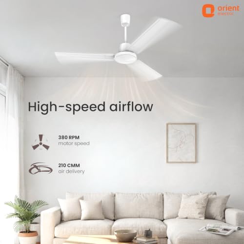 Image of Orient Electric Apex Swift 1200mm BLDC Ceiling Fan with Remote | BEE 5 Star Rated | High Speed, Energy Saving Motor | 210 CMM Air Delivery | Inverter Compatible | 3 Year Warranty by Orient |White
