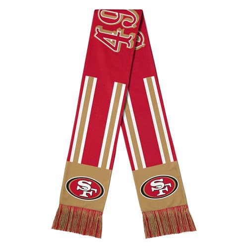 FOCO NFL Unisex-Adult Officially Licensed Team Color Stripe Wordmark Primary Logo Football Neck Warmer Scarf - San Francisco 49ers - Red