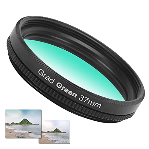 Filtro de Lente, Filtro de gradiente de 37 mm Recubrimiento Multicapa Filtro de Lente de Color Gradual a Prueba de Agua para cámara Olas de Trigo Pastizales Flores de Colza (Verde Degradado)