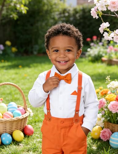 Image of A&J DESIGN Baby Boys Suits Infant Gentleman Formal Wedding Suspenders Outfit with Bowtie