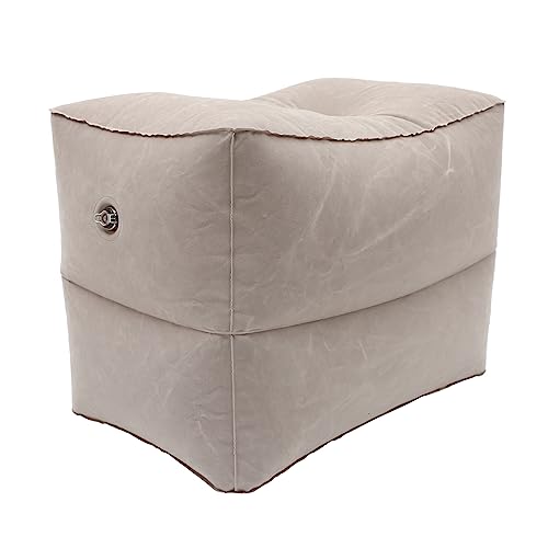 PRETYZOOM 1 Set Inflatable Travel Foot Rest Pillow for Adjustable Height Leg Rest for Airplane Train Car Comfortable Support with Pouch for and Travel Light Grey