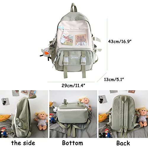 Cm C&M Wodro Kawaii Backpack With Pins Cute Backpack For Women Girls Travel Backpack School Backpack Aesthetic Backpack For School (Green-2) #TOP4