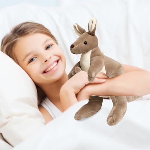 HaOrchid Känguru Plüschtier Plüschtiere, 28cm Kuscheltier, Plüsch Känguroo Spielzeug, Kuscheltier Mutter und Kind Känguru, Flauschiges Känguru Stofftier für Kinder Kuscheln, Spielen und Schlafen