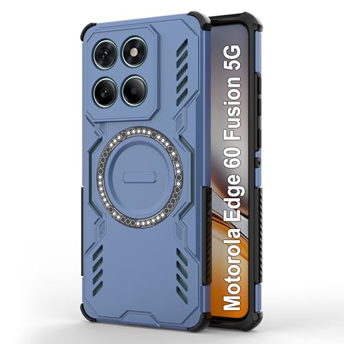 Image of Zapcase Back Case Cover for Motorola Edge 60 Fusion 5G | Magnetic Case with Built-in Metal Ring | Supports MagSafe Charger, Wallet & Car Mount | Shockproof Hybrid PC + TPU | Blue
