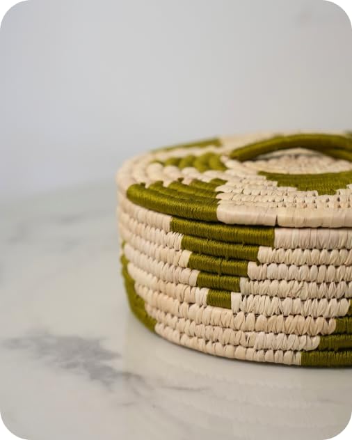 Swadeh Sabai Grass Serveware - Roti Nest Roti Box (9 inch by 3 inch): Handwoven Eco-Friendly Olive Green Roti Basket, Lightweight & Durable Sustainable Dining Essential by Indian Artisans 3