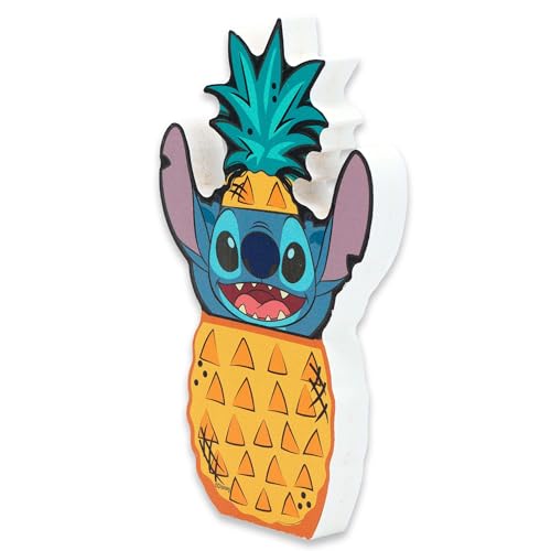 Image of Disney Lilo and Stitch Pineapple Shelf Sitter Decor | Fun Stitch Wood Block Tabletop Decoration for Home or Office