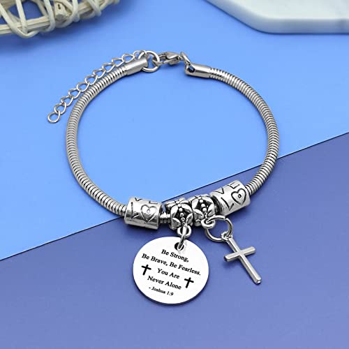 Image of DlaeKua Faith Bracelets for Women Bible Verse Jewelry Gifts Inspirational Religious Gifts Stainless Steel Bracelet Jewelry Joshua 1:9 Christian Prayer Gift Birthday Gift for Her