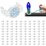 100 Pack Magnetic Christmas Light Clips, Upgraded Anti-Slip Metal Roof Christmas Light Hooks for C9 C7 Sockets, Weather-Resistant String Lighting Clips for Outside Gutters Patio Holiday (White)