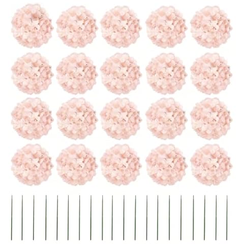 Artificial Flowers 20pcs Artificial Hydrangea Flowers Silk Hydrangea Heads with Stems Fake Flowers Arrangements for Wedding Centerpieces, Home, Garden, Baby Shower, Party Decoration (20, Peach) Cover