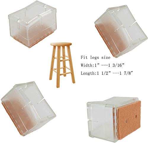 Yueton 12Pcs Rectangle Shape Transparent Silicone Chair Leg Caps Feet Pads Furniture Table Covers Wood Floor Protectors #TOP1
