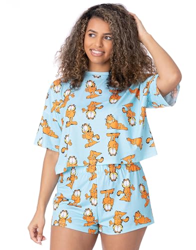 Pyjamas Garfield femmes ensemble short et crop top pour soirées cocooning
