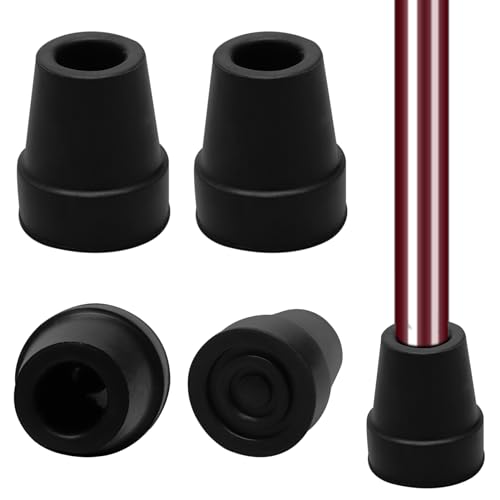 Hcunbsu Lot de 4 embouts en caoutchouc de 19 mm pour bâtons de randonnée, embouts de rechange pour bâtons de marche, embouts en caoutchouc antidérapants, pour bâtons de marche standard, accessoires de
