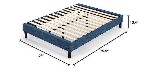 Zinus Curtis Upholstered Platform Bed Frame / Mattress Foundation / Wood Slat Support / No Box Spring Needed / Easy Assembly, Navy, Full #TOP1