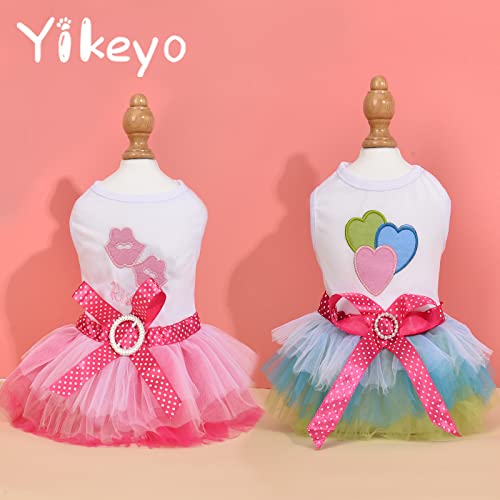 Yikeyo Dog Dress For Small Dog Girl Yorkie Chihuahua Clothes Pet Puppy Lace Tutu Vest Skirt Dog Princess Costume Clothing,Set Of 2 (Green + Pink, Small) #TOP6