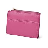 Wallet for Women Full Grain Leather - Small RFID Coin Purse Credit Card & ID Holder for Ladies,Bifold Wallets for Teenager (Nappa Pink)