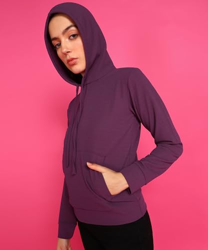 Image of POPWINGS Casual Solid Hooded Pocket Sweatshirt for Women || Women Sweatshirts Casual Wear ||Stylish Western Winter Wear Sweatshirts for Women