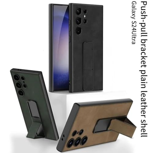 Image of TechTrendz Luxyry Slim Frosted Leather Folding Bracket Kickstand Case Compatible with Samsung Galaxy S25 Ultra, Skin-Feel Camera Protective Cover for Samsung Galaxy S25 Ultra 5G (Black)