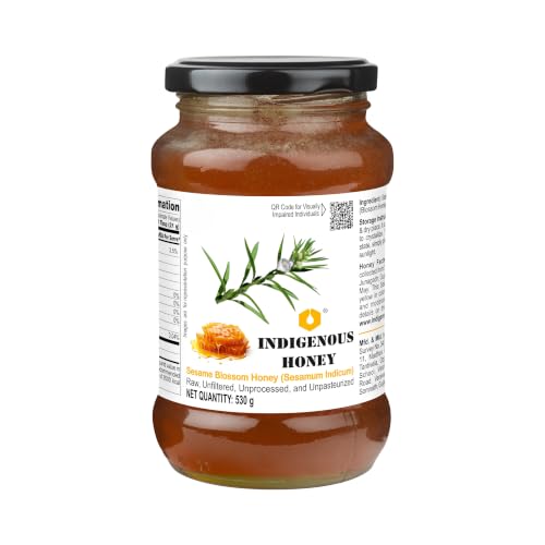 Image of INDIGENOUS HONEY Raw Organic Sesame Til Honey 17.64 oz Glass Jar
