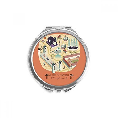 Miroir rond de poche évocation de Singapour un souvenir de voyage à emporter