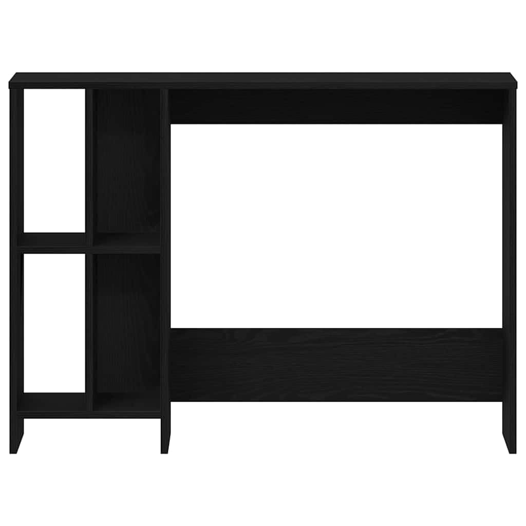Scrivania con scaffale, colore nero, effetto rovere, 102,5 x 35 x 75 cm, materiale in legno, robusto tavolo per computer per casa, ufficio, studio, tavolo da lavoro salvaspazio con spazio di