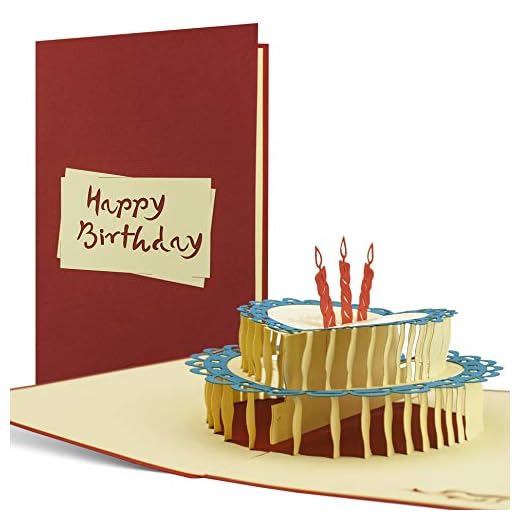 Tarjeta de felicitación para cumpleaños 30 40 50 y 60 años, hecho a mano disegno 3D desplecable con torta y texto en inglés, G06