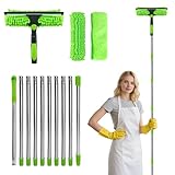 [Large gamme d'applications] : ce produit de la marque Turmegtt, un ensemble de raclettes pour vitres et plumeaux à longue portée avec des têtes de brosse et des grattoirs interchangeables, est une aide précieuse pour le nettoyage domestique. Il est idéal pour nettoyer les fenêtres hautes à l'intérieur et à l'extérieur, les toits en verre, les terrasses, les portes de cabines de douche, les portes en verre, d'autres surfaces lisses (carrelage, miroirs) et même les vitres de voiture