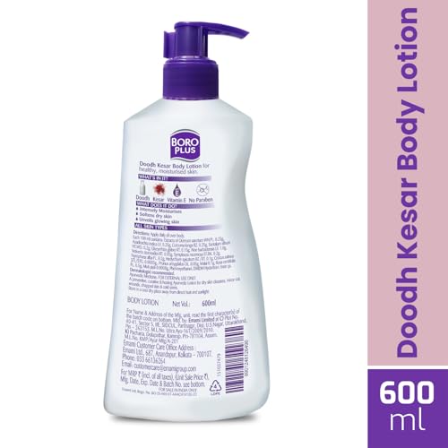 Image of BoroPlus Doodh Kesar Body Lotion | Ayurvedic | 24 hrs Moisturisation | For Soft Glowing Skin | With Vitamin E |No Parabens|600ml