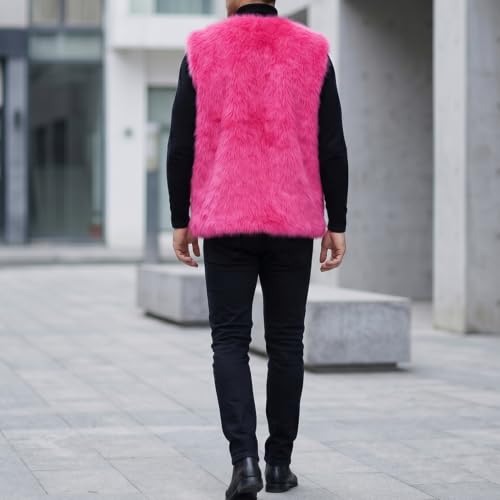 Image of Colf Men's Winter Sleeveless Faux Fur Vest Short Coat | Mens Faux Fur Jacket, Short Coat , Sleeveless Waistcoat, Winter Overcoat, Fluffy