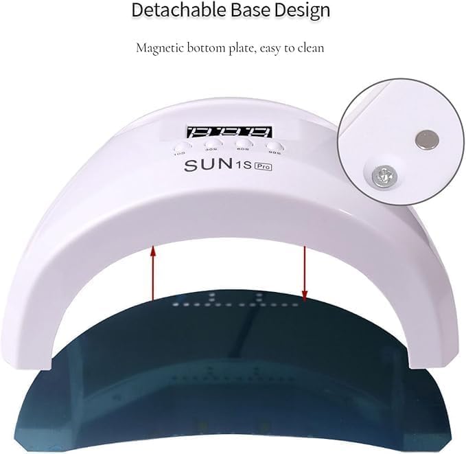 SQUADO Lampada UV LED Per Smalto, 48W, 4 Impostazioni Timer, Sensore Automatico, Con Supporto Per Telefono