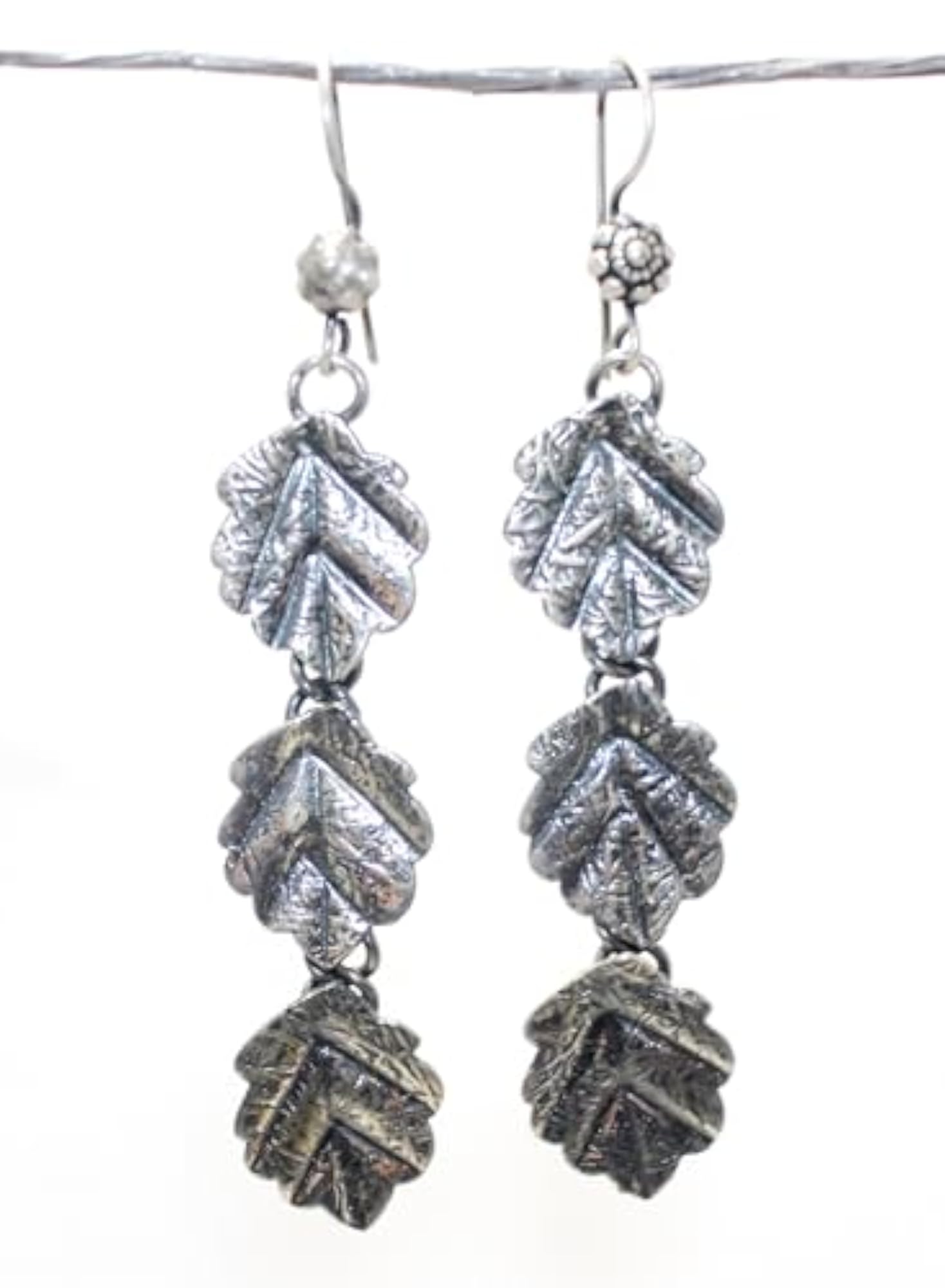 Women's Handmade 925 Sterling Silver Dangle Leaf Earrings, Traditional Gift