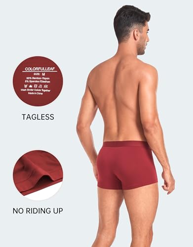 COLORFULLEAF Mens Boxer Briefs Short Leg Soft Rayon Made From Bamboo Underwear Trunks for Men Pack (4A,S)4