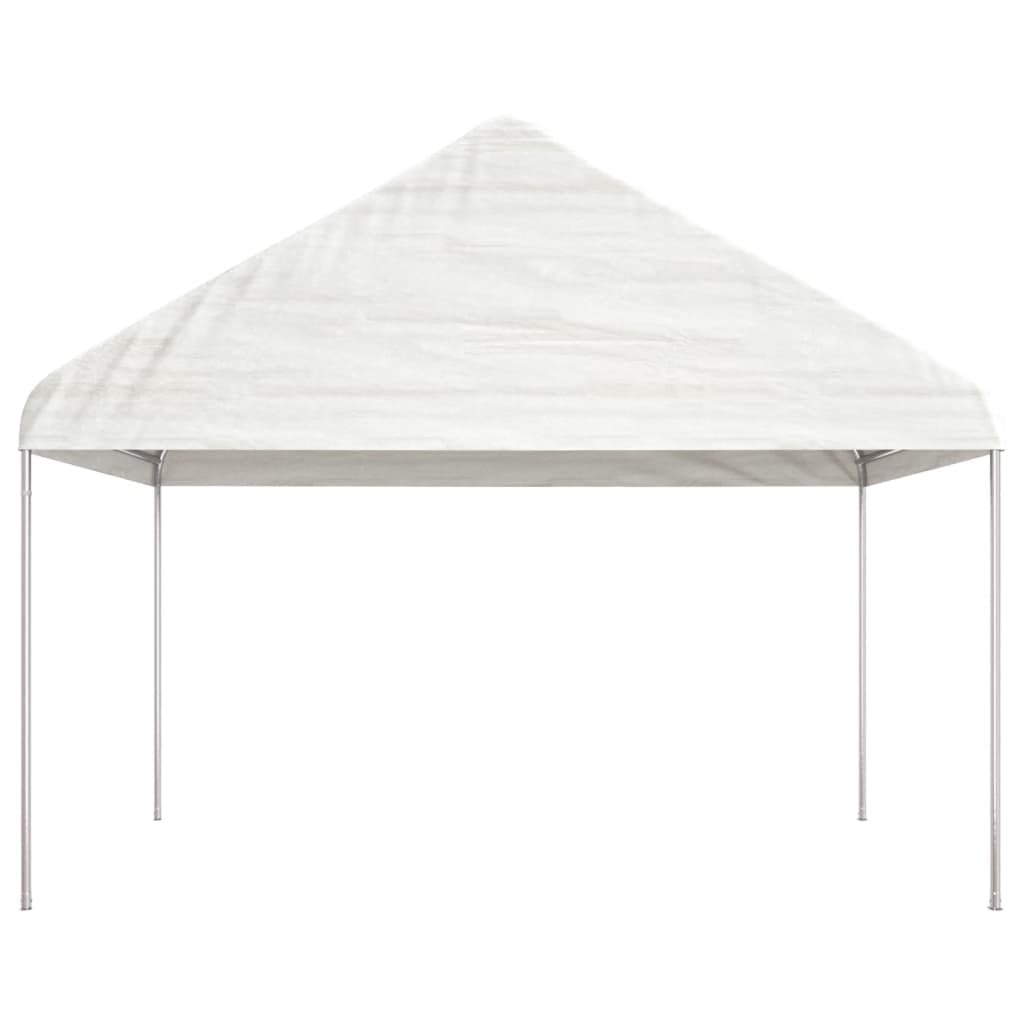Gazebo da Giardino con Tetto Bianco in PE 4,46x4,08x3,22 m | Ampio tendone da esterno per giardino e cortile, con robusta struttura in acciaio e tetto parasole.