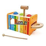 XYLOPHON UND HAMMERSPIEL: Das Baby Spielzeug kann entweder als Klopfspiel mit dem Hammer und den Kugeln oder als Xylophon mit dem Klöppel verwendet werden