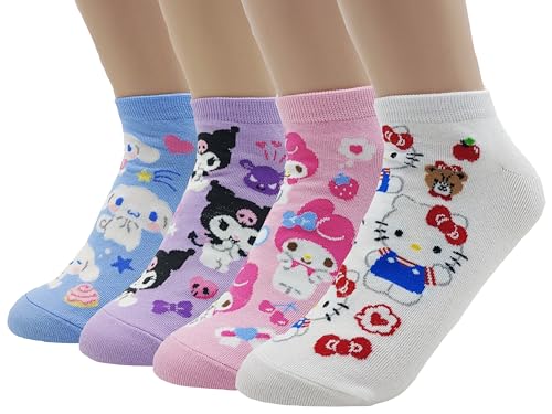Image of JJMax Women's Kitty Cute Cartoon Cotton Blend Ankle Socks Sets