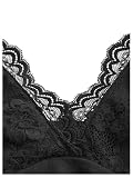 GORGLITTER damska bluzka Y2k Camisole z ramiączkami krótki top z odkrytymi ramionami top z dekoltem z kontrastową koronką, czarny, S