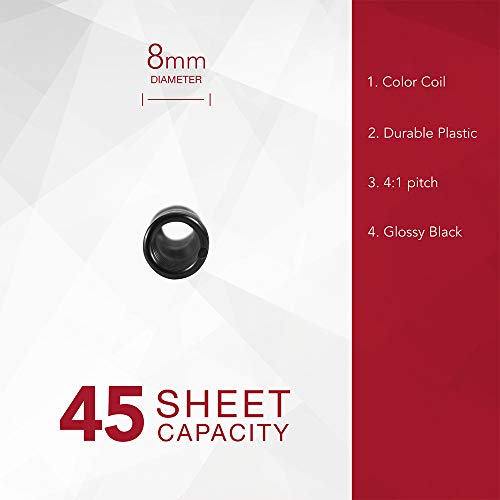 Gbc Binding Spines / Spirals / Coils, 8Mm, 45 Sheet Capacity, 4:1 Pitch, Color Coil, Black, 100 Pack (9665010) #TOP2