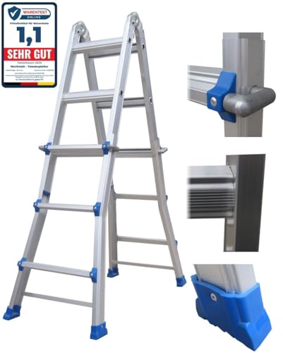 Note 1,1 SEHR GUT Warentestonline.de 05/2025/20251469 Worktekk® Profi 4/7/14 Sprossen Teleskopleiter Aluleiter Mehrzweckleiter Klappleiter Bockleiter Alu Malerleiter Multifunktionsleiter Little Giant